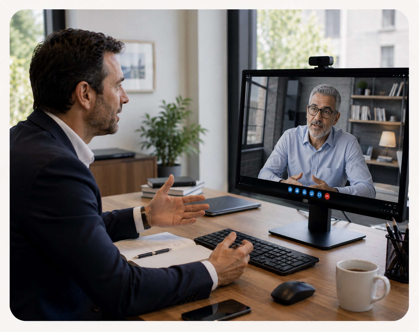 Dirigeant en visioconférence 1-1 avec un pair sur Prolink