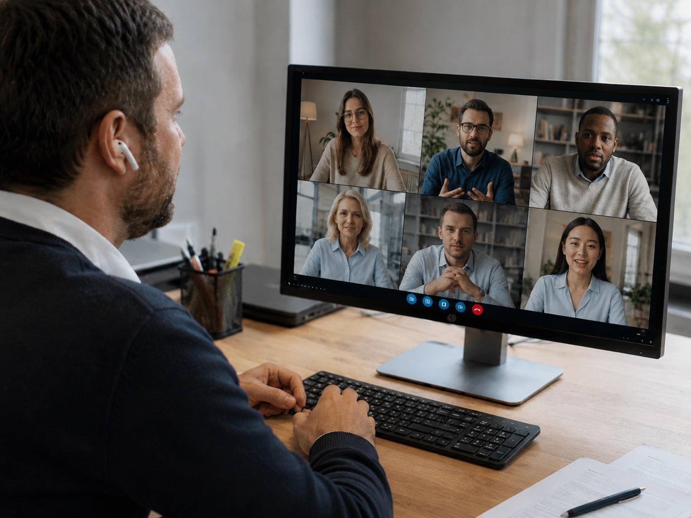 Décideur en visioconférence avec ses pairs sur Prolink