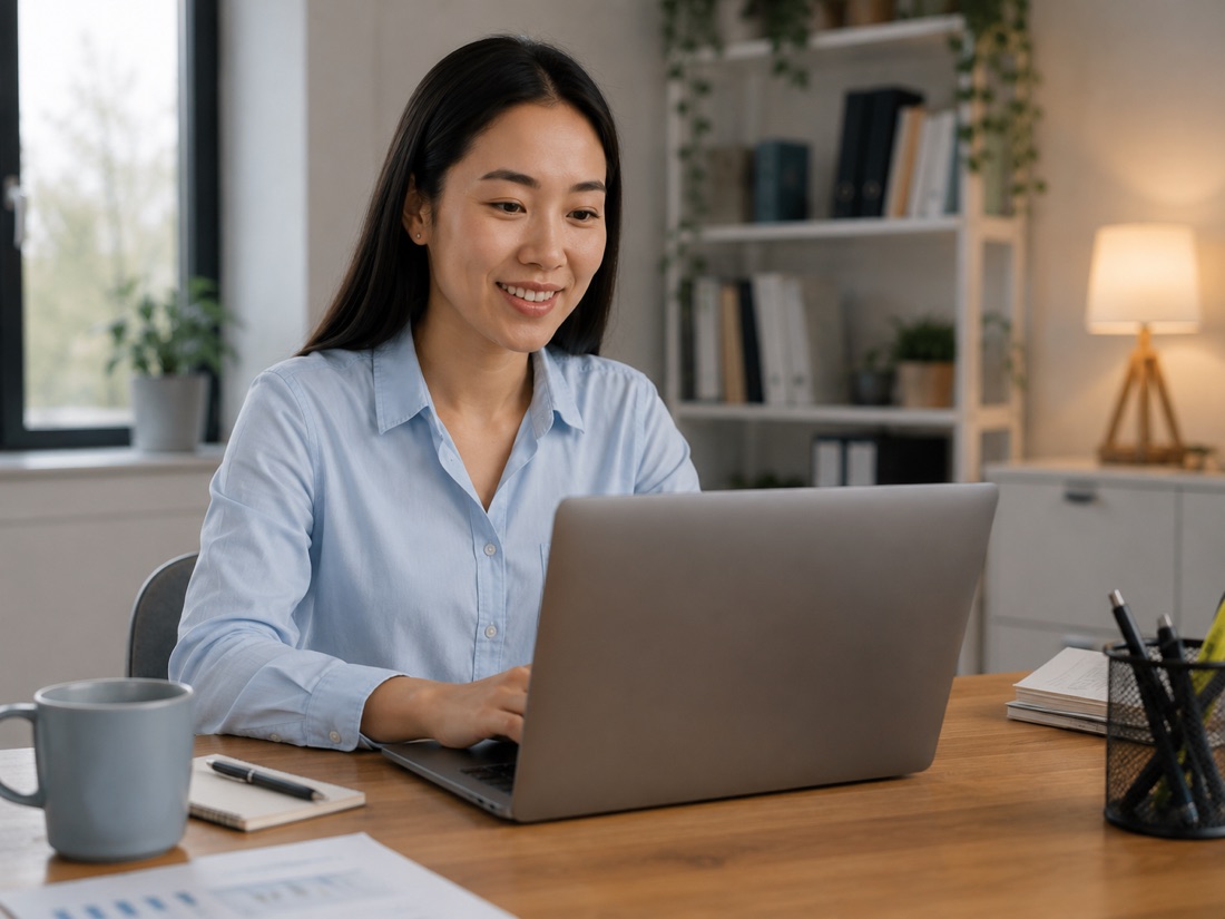 Décideuse inscrite sur Prolink, à son bureau